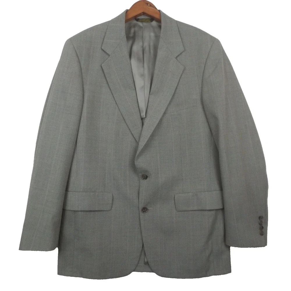 Vintage Palm Beach 2 Piece Suit Jacket Pants 35x32 Men Gray Lightweight Business